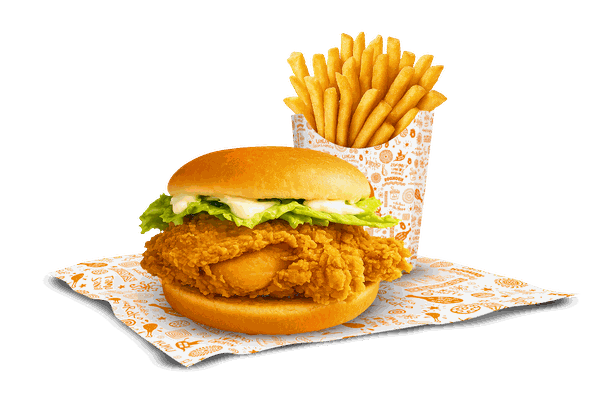 Baga — crispy chicken burger with a side