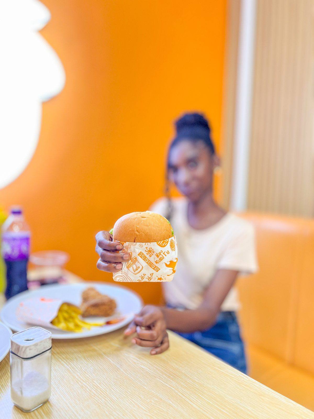 A Kookoos burger ready to eat
